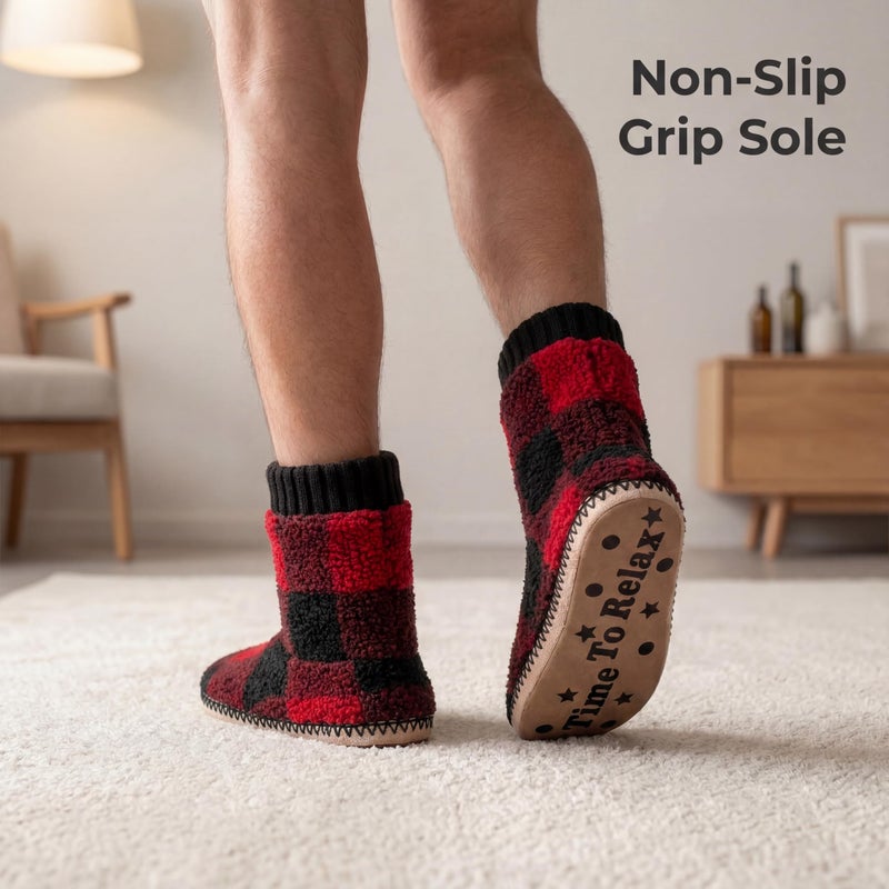 Cozylook Men's Boot Slippers Warm Fuzzy Slippers for Men Indoor Soft Sole Non Slip Size 12-13 - Image 2