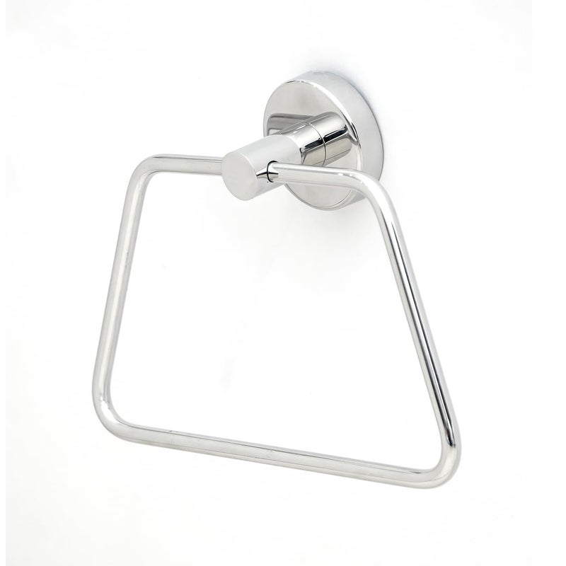BonKaso 304 Stainless Steel Napkin Towel Holder Ring for Bathroom Wash Basin Kitchen Rustproof Towel Hanger for Hand Face Towels Modern SpaceSaving Triangle Silver Chrome Finish - Image 1