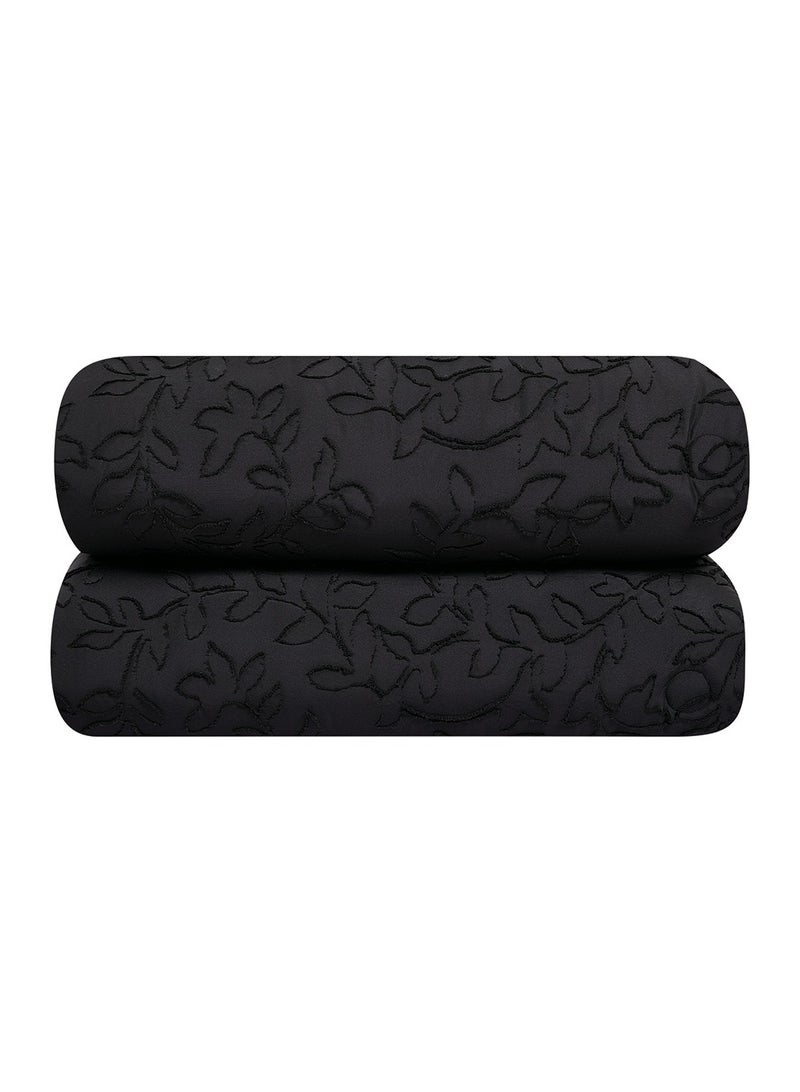 ريد روز مفرش نفرونص محفور يناسب مرتبة سريرمقاس 140×200سم /لحاف مقاس 170×230سم طقم 5قطع-اسود - Image 3