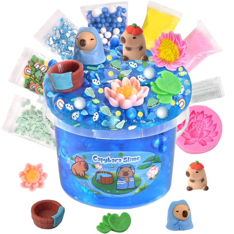 Joytry Capybara Slime Kit 10oz Big Clear Slime Bucket for Kids 812 with 8 Packs Addins Including Clay Soft and NonSticky Kids Slime Toys ASMR Perfect Birthday Easter Gifts for Boys Girls - Image 2