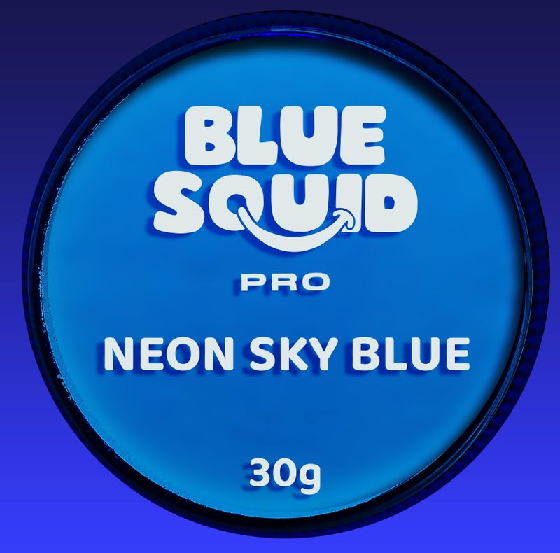 Blue Squid Face Paint Water Based Single Cake Professional Face Paint & Body Paint - Water Activated, Kids Adults Face Painting for Costume, Halloween Makeup, Cosplay - Neon Sky Blue Face Paint 30g - Image 1