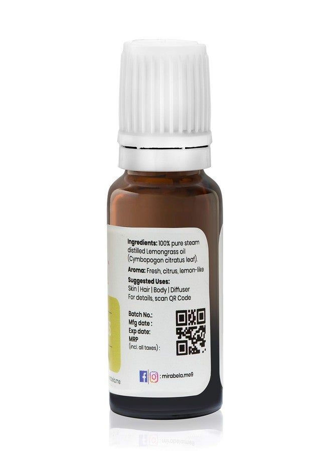 Mirabela Lemongrass Essential Oil 100% Pure undiluted Therapeutic Grade Essential Oil For Face, Hair, Oily Skin, Toning, Cleansing, Aromatherapy, Aura Cleansing, Insect Repellant, 10 ml - Image 2