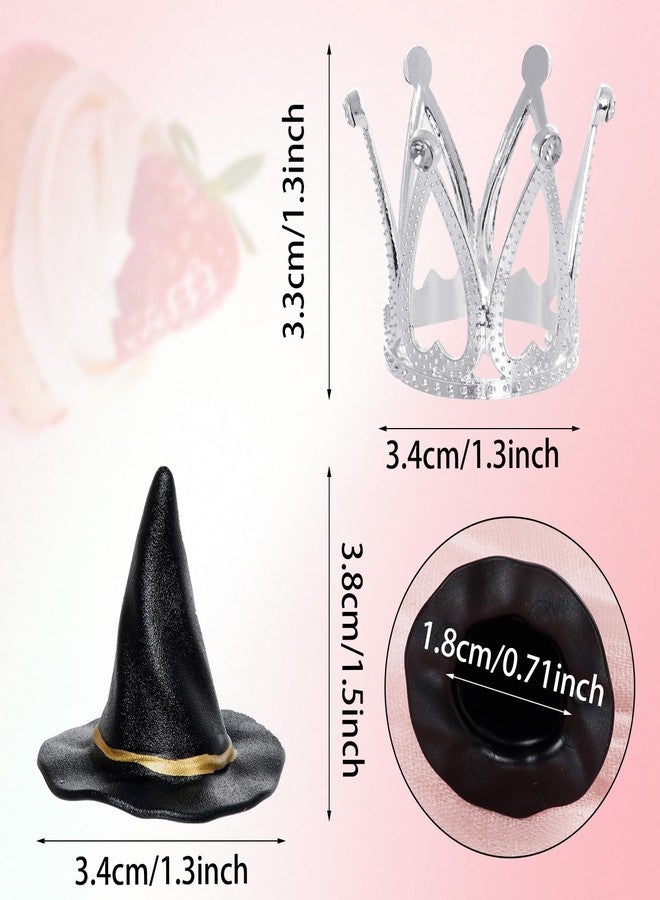 cnomg 24 Pcs Witch Hat and Crown Cake Topper Mini Wizard Hats Crown Cupcake Decorations for Party Birthday Cake Craft - Image 5