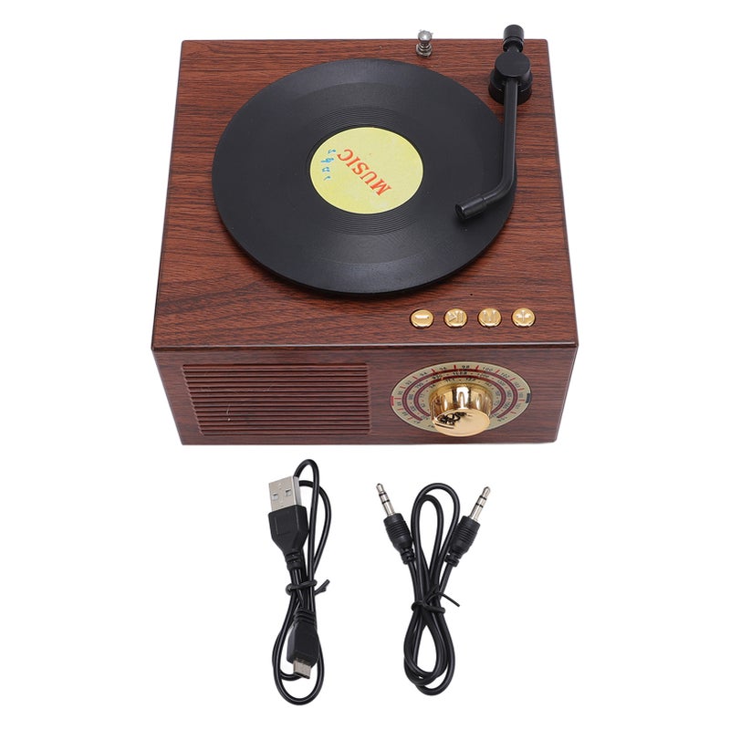 Vintage Speaker Phonograph Shaped Speaker Low Bass Retro BT Radio Player for Home Office - Image 1