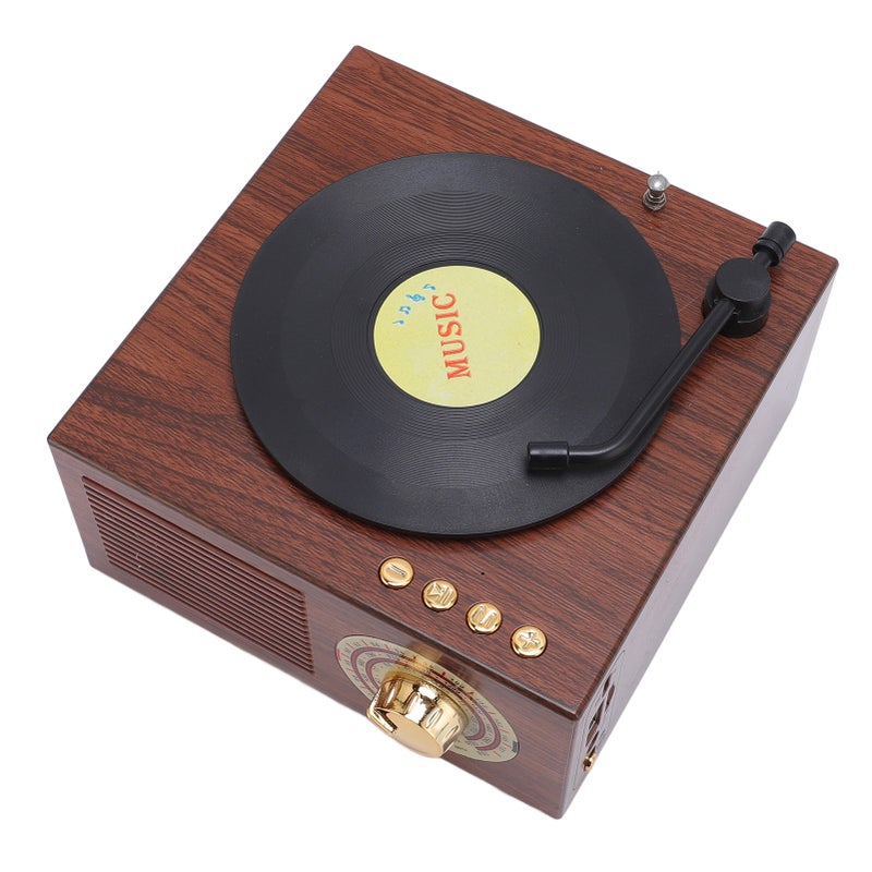 Vintage Speaker Phonograph Shaped Speaker Low Bass Retro BT Radio Player for Home Office - Image 5