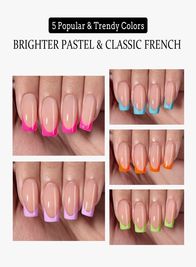 BTArtboxnails XCOATTIPS أظافر جل فرنسي - أظافر ضغط بطرف فرنسي، نصائح أظافر مربعة قصيرة، أظافر جل ناعمة بألوان باستيل أكثر إشراقًا، أظافر مزيفة أكريليك قابلة للنقع، فن تمديد الأظافر - Image 4