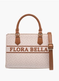 Flora Bella By Shoexpress Women Monogram Print Tote Bag with Detachable Strap and Zip Closure  - Image 1