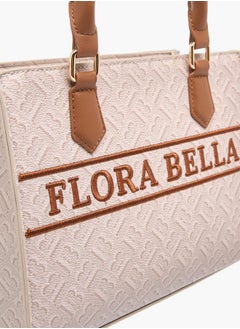 Flora Bella By Shoexpress Women Monogram Print Tote Bag with Detachable Strap and Zip Closure  - Image 4