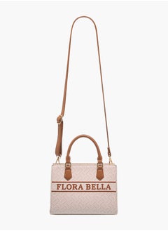 Flora Bella By Shoexpress Women Monogram Print Tote Bag with Detachable Strap and Zip Closure  - Image 2