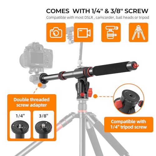 AMBITFUL 42" Heavy Duty Aluminum Tripod Boom Arm Horizontal Center Column arm with Sandbag, 360° Rotatable Overhead Photography Arm for Camera, 22lbs Load Capacity (Tripod Arm) - Image 5