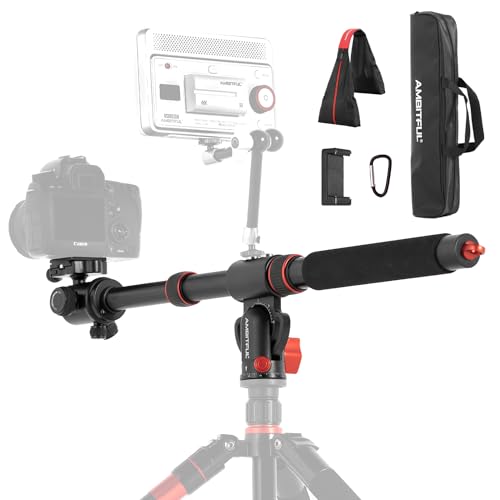 AMBITFUL 42" Heavy Duty Aluminum Tripod Boom Arm Horizontal Center Column arm with Sandbag, 360° Rotatable Overhead Photography Arm for Camera, 22lbs Load Capacity (Tripod Arm) - Image 1