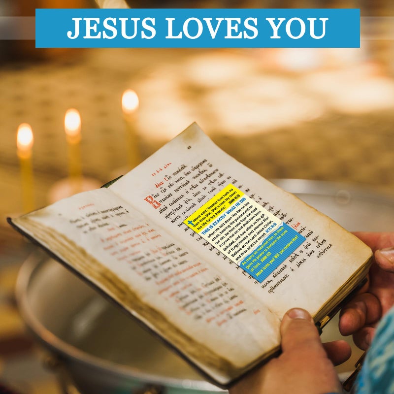 Noveread 200 Pcs Gospel Tract Card Salvation Cards Pocket Holy Postcard Prayer Postcards Christian Inspirational Bible Verses Bookmark for Christian Gift(Jesus Loves You) - Image 4