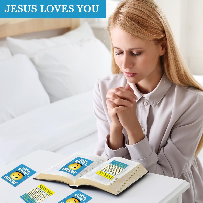 Noveread 200 Pcs Gospel Tract Card Salvation Cards Pocket Holy Postcard Prayer Postcards Christian Inspirational Bible Verses Bookmark for Christian Gift(Jesus Loves You) - Image 5