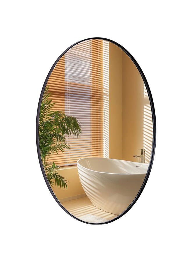ANDY STAR Black Oval Mirrors for Bathroom, 24x36 Inch Matte Black Stainless Steel Metal Framed Oval Wall Mirror, Modern Vanity Mirror Wall Mount Horizontal or Vertical - Image 1
