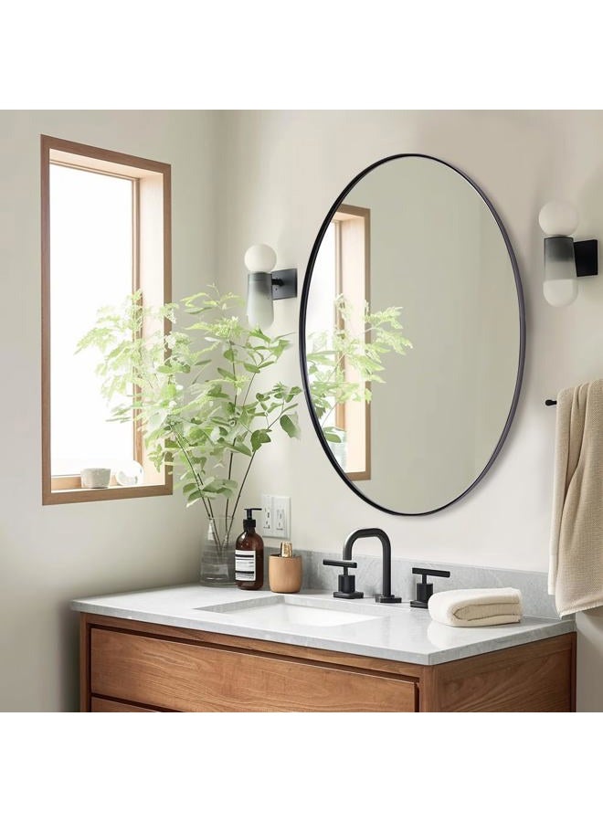 ANDY STAR Black Oval Mirrors for Bathroom, 24x36 Inch Matte Black Stainless Steel Metal Framed Oval Wall Mirror, Modern Vanity Mirror Wall Mount Horizontal or Vertical - Image 5