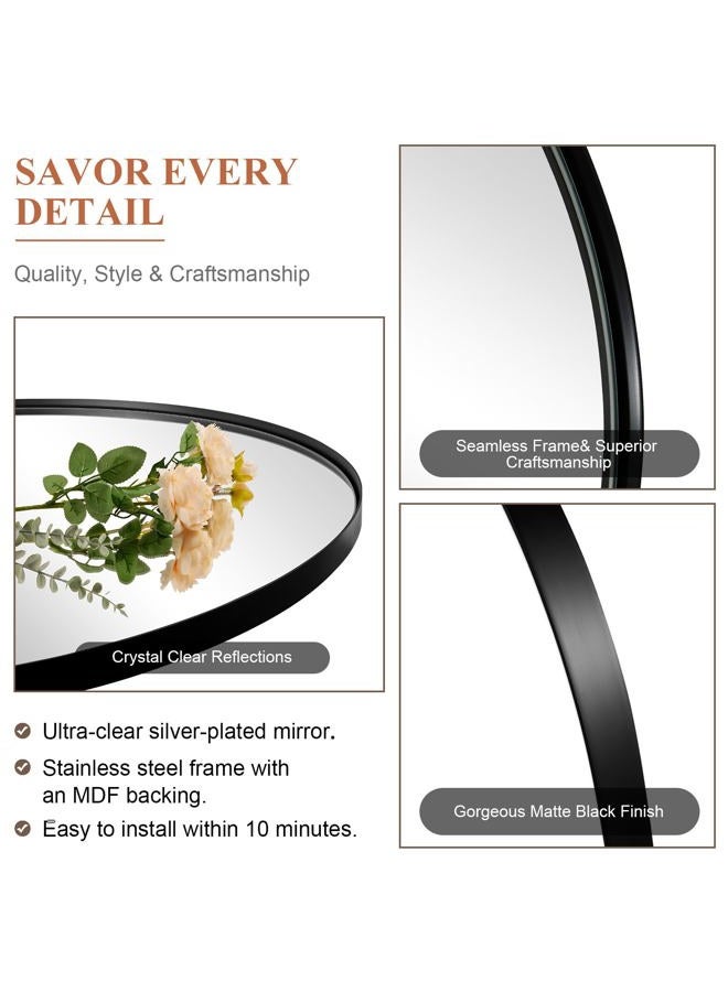 ANDY STAR Black Oval Mirrors for Bathroom, 24x36 Inch Matte Black Stainless Steel Metal Framed Oval Wall Mirror, Modern Vanity Mirror Wall Mount Horizontal or Vertical - Image 4