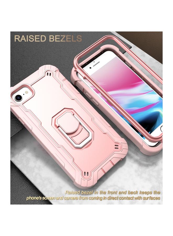 S-TOP Case For iPhone SE 2022 / SE 2020 / 8 / 7 PC + Rubber 3-layers Shockproof Protective Case with Rotating Holder - Image 2