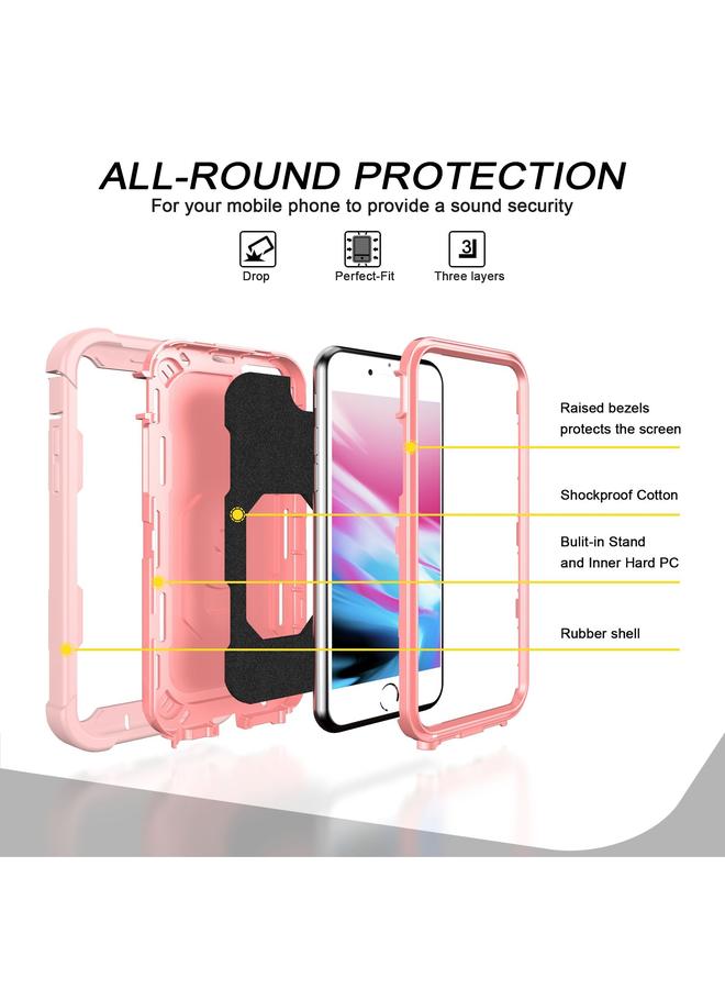 S-TOP Case For iPhone SE 2022 / SE 2020 / 8 / 7 PC + Rubber 3-layers Shockproof Protective Case with Rotating Holder - Image 3