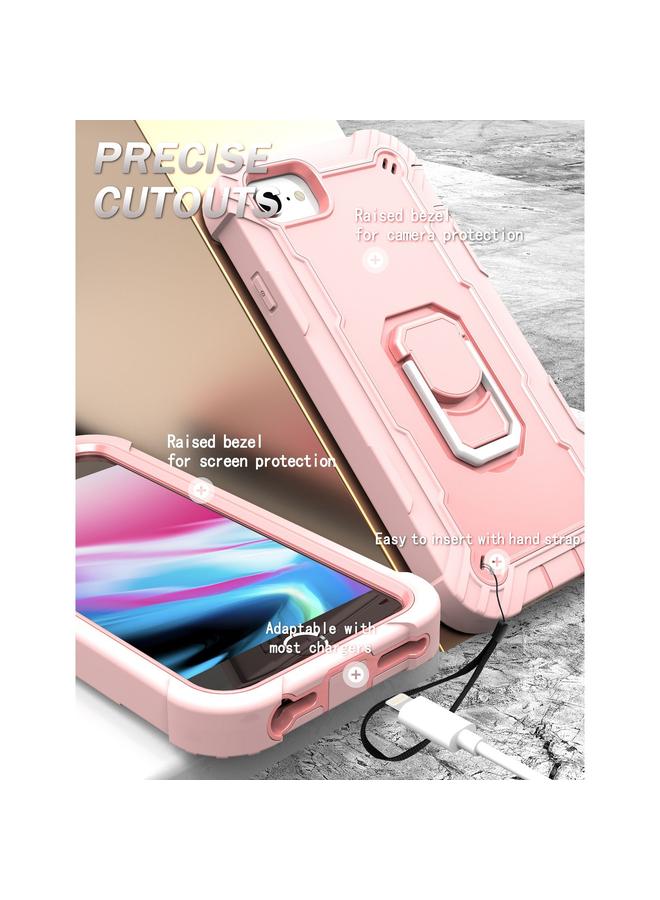 S-TOP Case For iPhone SE 2022 / SE 2020 / 8 / 7 PC + Rubber 3-layers Shockproof Protective Case with Rotating Holder - Image 4