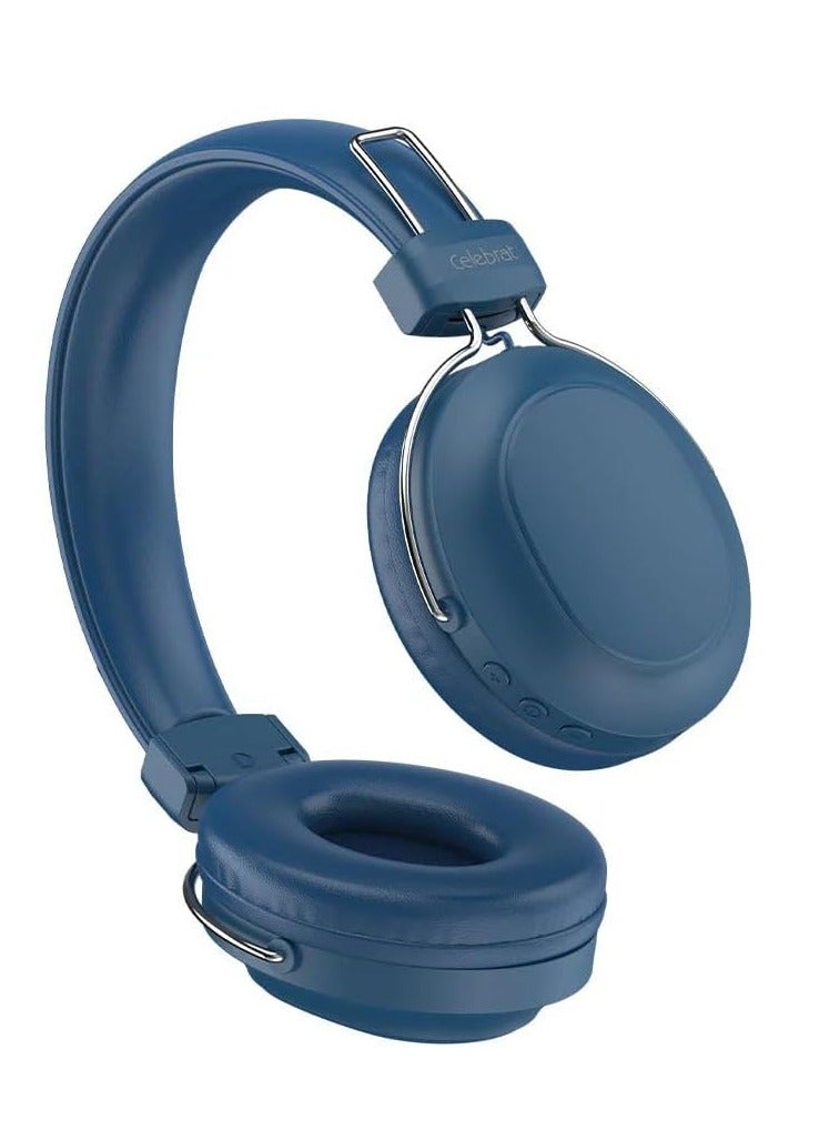 Celebrat Headphone Celebrat A36 Bluetooth With Mic Stereo Sound Music Wireless Headset, Bluetooth, FM And AUX with External Microphone and Support SD Card (Blue)  - Image 2