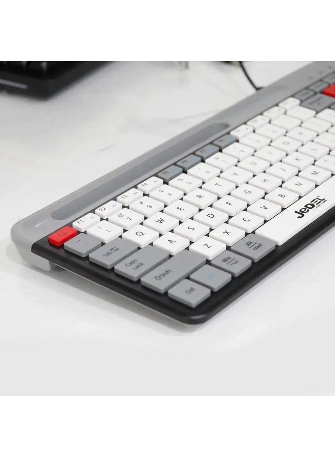 JeDEL Wired Slim Chocolate Office Keyboard With Mobilephone Holder K37 , for computer and lap top Full size with 100 Keys , cable USB Speed interface , adjustable height in to give comfort to the hand while working . It can be used at home, office and personal use. - Image 5