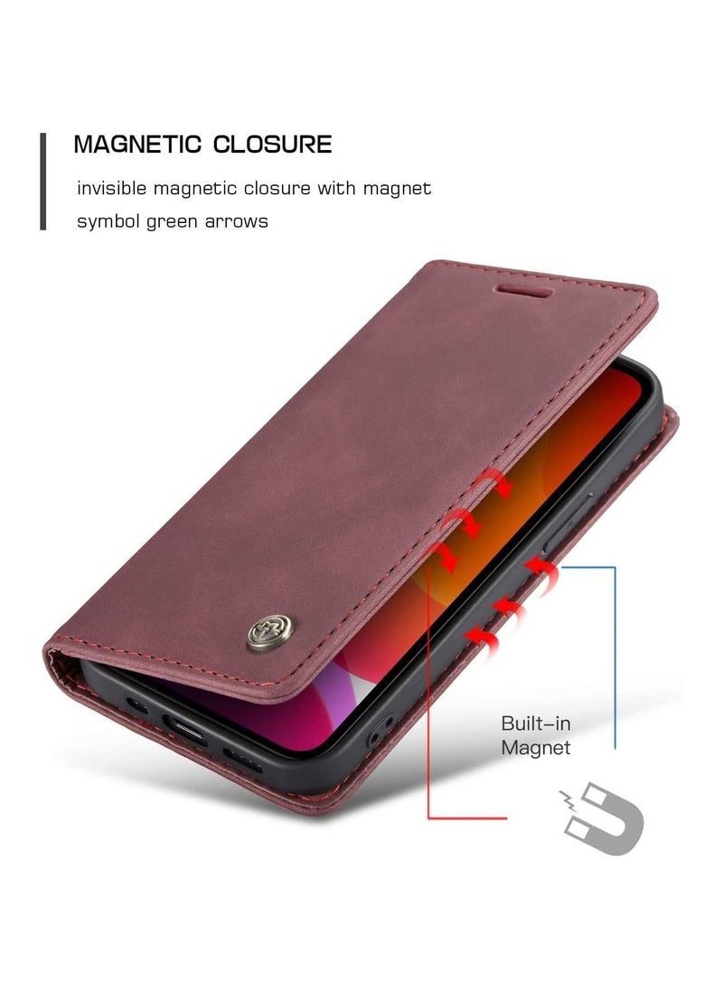 erorex - iPhone 13 Pro Max Case, Leather Wallet Case Classic Design with Card Slot and Magnetic Closure Flip Fold Case for iPhone 13 Pro Max 6.7 Inch 2021 (iPhone 13 Pro Max, Red) - Image 1