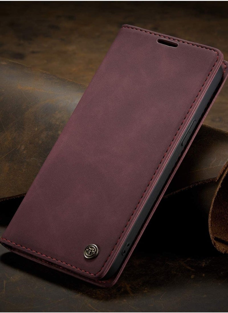 erorex - iPhone 13 Pro Max Case, Leather Wallet Case Classic Design with Card Slot and Magnetic Closure Flip Fold Case for iPhone 13 Pro Max 6.7 Inch 2021 (iPhone 13 Pro Max, Red) - Image 1