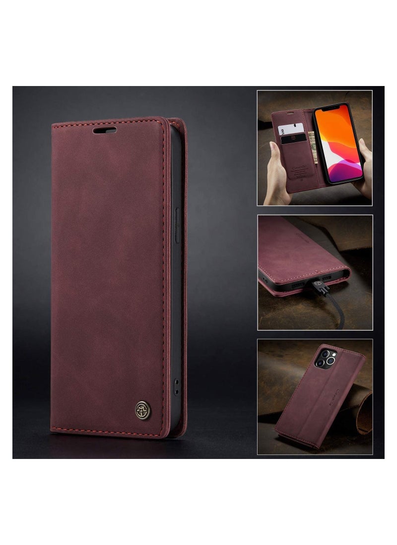 erorex - iPhone 13 Pro Max Case, Leather Wallet Case Classic Design with Card Slot and Magnetic Closure Flip Fold Case for iPhone 13 Pro Max 6.7 Inch 2021 (iPhone 13 Pro Max, Red) - Image 1
