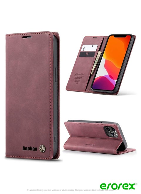 iPhone 13 Pro Max Case, Leather Wallet Case Classic Design with Card Slot and Magnetic Closure Flip Fold Case for iPhone 13 Pro Max 6.7 Inch 2021 (iPhone 13 Pro Max, Red)