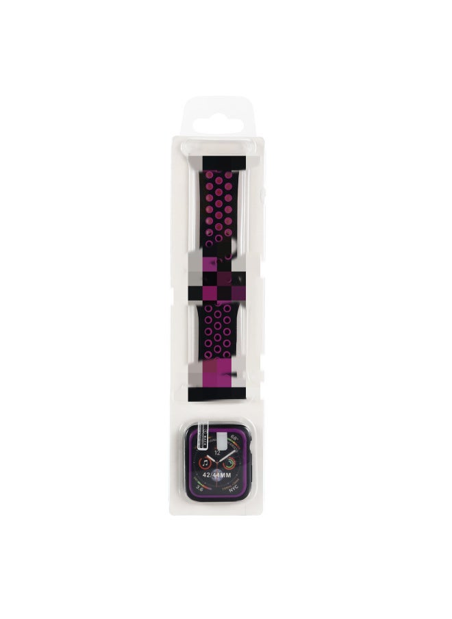 Suitable For Apple Nike Two-color Silicone Watch Band Set For Apple Watch7/SE/6/5/4321 Sport-Color:Black Purple-Exterior Dimension:38mm