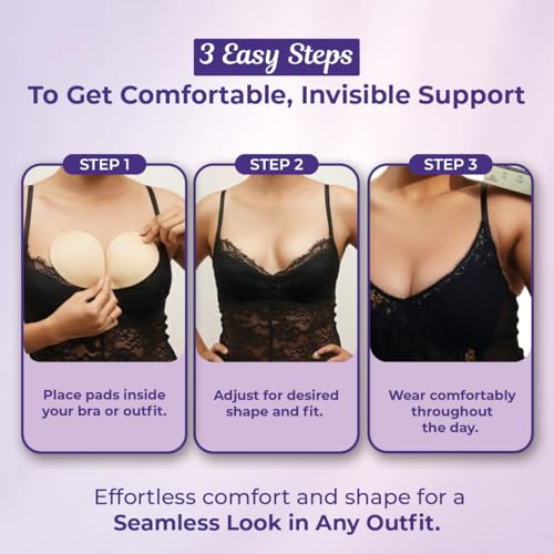 Sanfe Breast Insert Pads | Natural Lift & Shape | Lightweight, Breathable & Seamless | Perfect for Bras, Swimwear & Dresses | Enhances Bustline Instantly | Reusable & Comfortable Fit, 1 Pair Beige - Image 5