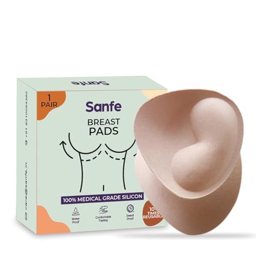 Sanfe Breast Insert Pads | Natural Lift & Shape | Lightweight, Breathable & Seamless | Perfect for Bras, Swimwear & Dresses | Enhances Bustline Instantly | Reusable & Comfortable Fit, 1 Pair Beige - Image 1
