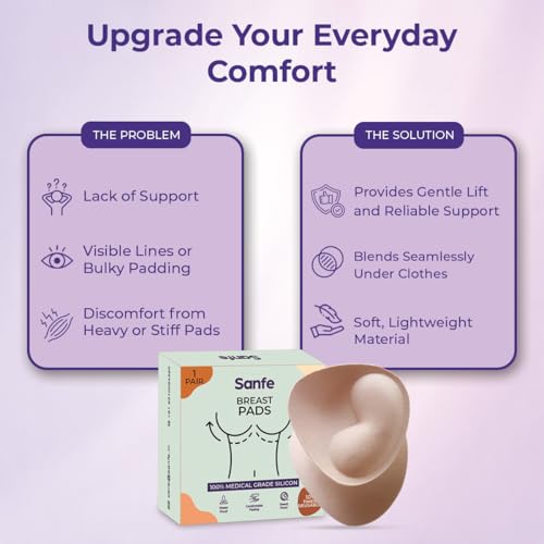 Sanfe Breast Insert Pads | Natural Lift & Shape | Lightweight, Breathable & Seamless | Perfect for Bras, Swimwear & Dresses | Enhances Bustline Instantly | Reusable & Comfortable Fit, 1 Pair Beige - Image 3