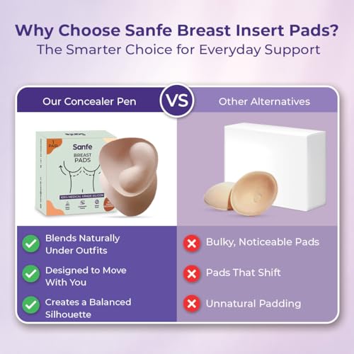 Sanfe Breast Insert Pads | Natural Lift & Shape | Lightweight, Breathable & Seamless | Perfect for Bras, Swimwear & Dresses | Enhances Bustline Instantly | Reusable & Comfortable Fit, 1 Pair Beige - Image 4