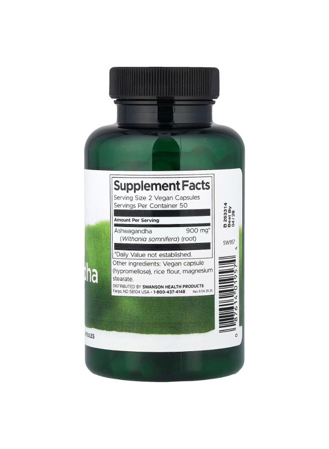 Swanson, Full Spectrum Ashwagandha 100 Vegan Capsules (450 mg per Capsule) - Image 4