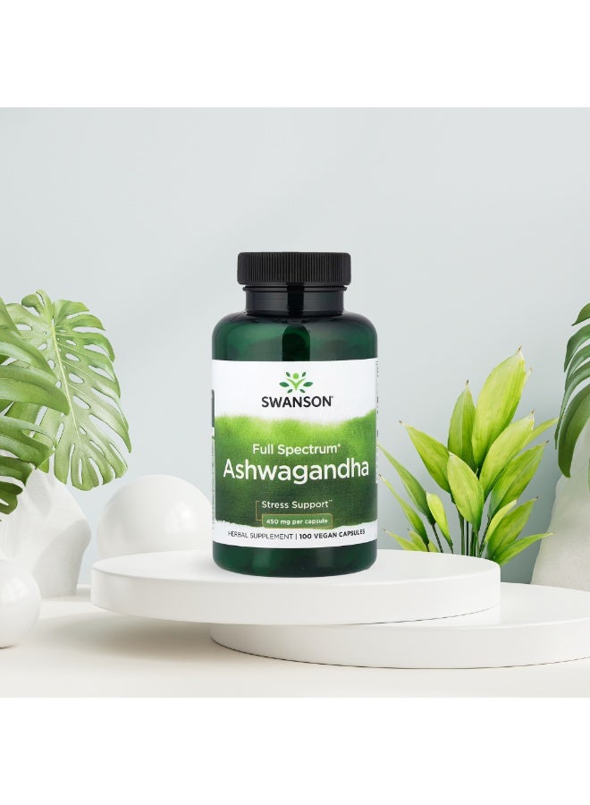 Swanson, Full Spectrum Ashwagandha 100 Vegan Capsules (450 mg per Capsule) - Image 3