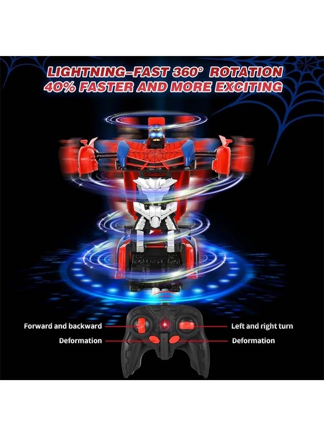 Beauenty Spider Transform RC Cars Toys with Eye & Underbody Lights, 2.4GHz Remote Control Car One-Button Deformation, Fast 360°Rotation Robot Toys Birthday Gifts for 3 4 5 6 7 8 9 10 Year Old Boys Age 4-7 8-12 - Image 3