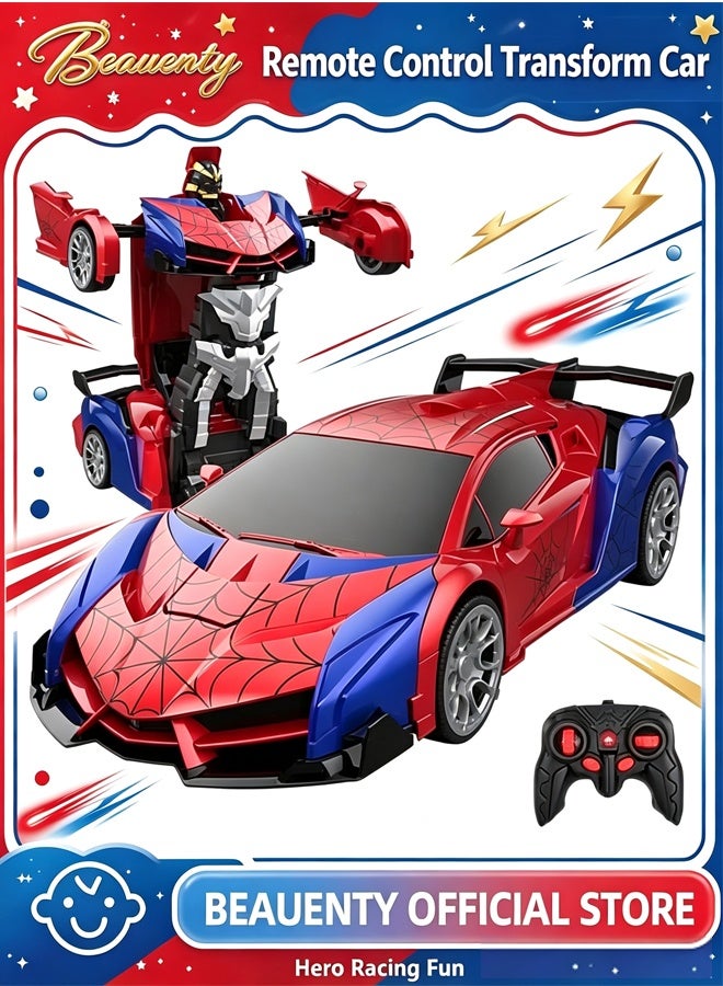 Beauenty Spider Transform RC Cars Toys with Eye & Underbody Lights, 2.4GHz Remote Control Car One-Button Deformation, Fast 360°Rotation Robot Toys Birthday Gifts for 3 4 5 6 7 8 9 10 Year Old Boys Age 4-7 8-12 - Image 1