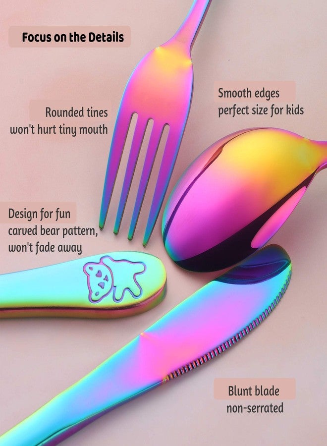 Poylim Kids Silverware, Poylim Stainless Steel Children Flatware Set, Toddler Utensils Set of 2, Rainbow - Image 4