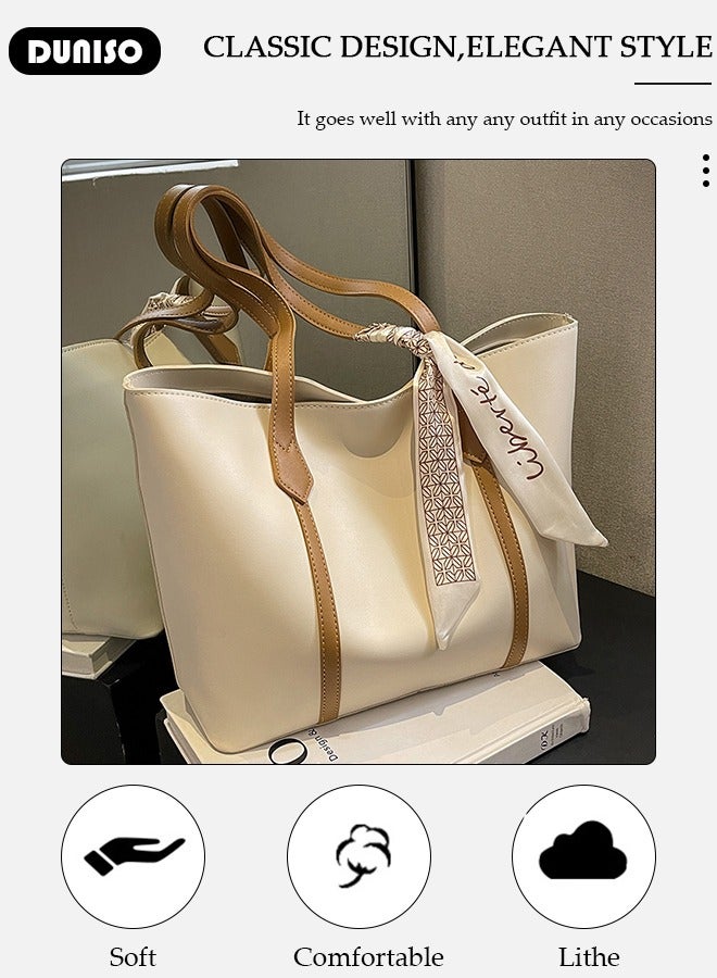 DUNISO حقيبة كتف نسائية من الجلد الصناعي حقيبة يد بسعة كبيرة حقيبة دلو عصرية حقيبة سفر للنساء والفتيات وطلاب الجامعات - Image 2