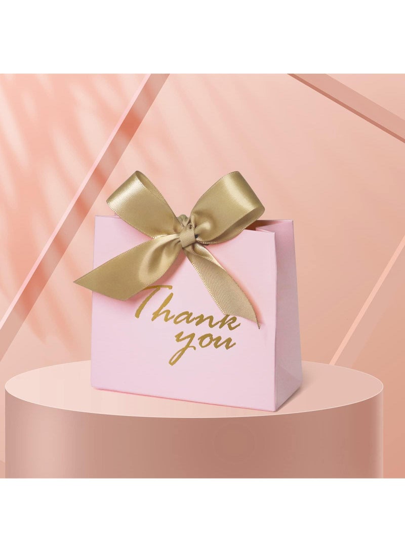 Sweet seven 24 Pack Thank You Gift Bags with Gold Bow Ribbon Pink Patterned Paper Party Favor Treat Boxes for Wedding Baby Showers and Business Events Bulk Gift Bags for Party Supplies  - Image 2