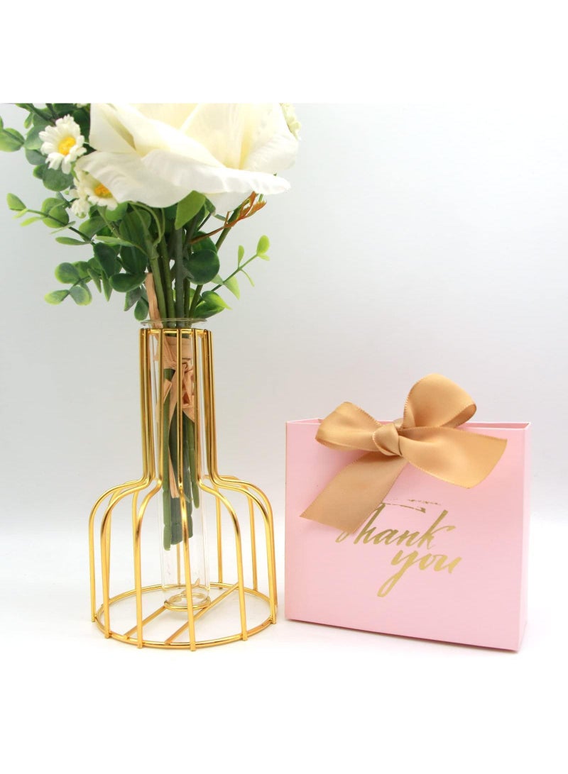 Sweet seven 24 Pack Thank You Gift Bags with Gold Bow Ribbon Pink Patterned Paper Party Favor Treat Boxes for Wedding Baby Showers and Business Events Bulk Gift Bags for Party Supplies  - Image 4
