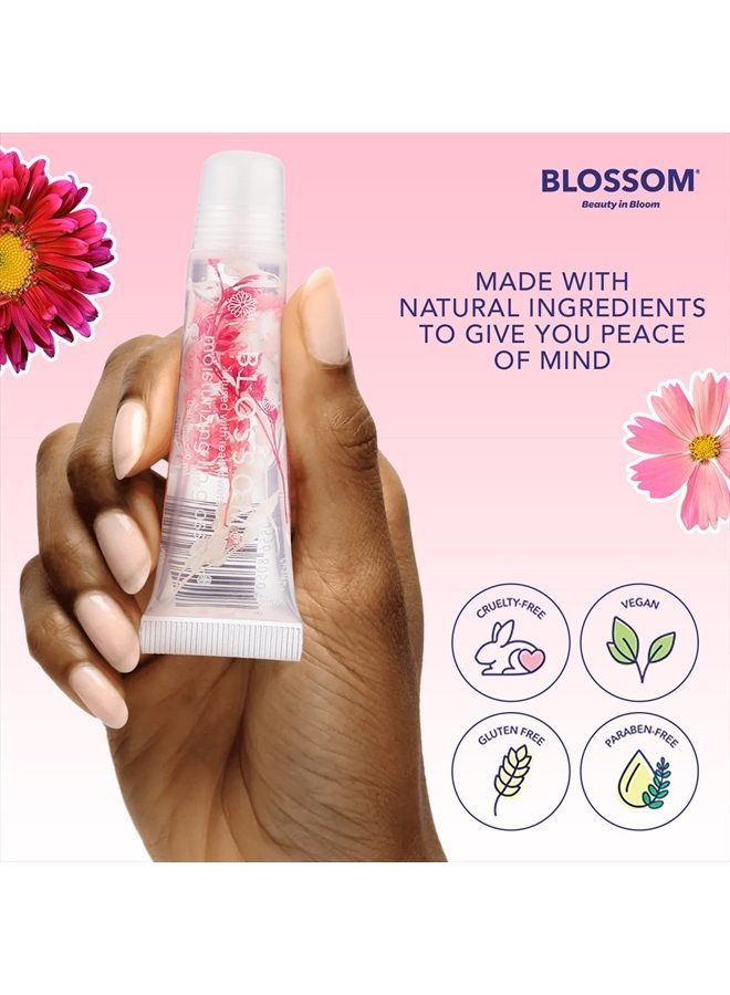 Blossom Scented Moisturizing Lip Gloss Tubes, Infused with Real Flowers, 0.3 fl. oz/9ml, Cherry - Image 3