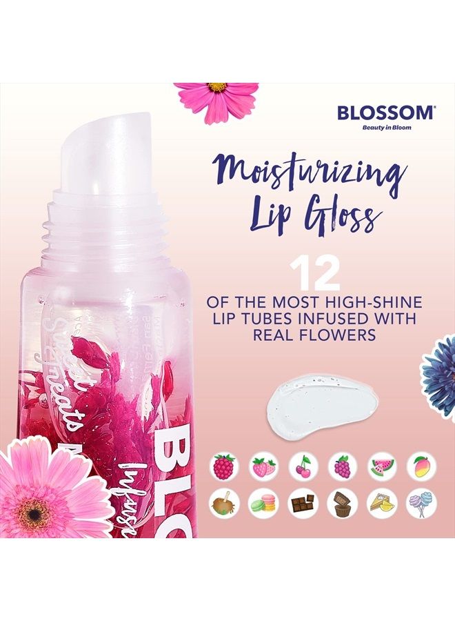 Blossom Scented Moisturizing Lip Gloss Tubes, Infused with Real Flowers, 0.3 fl. oz/9ml, Cherry - Image 2