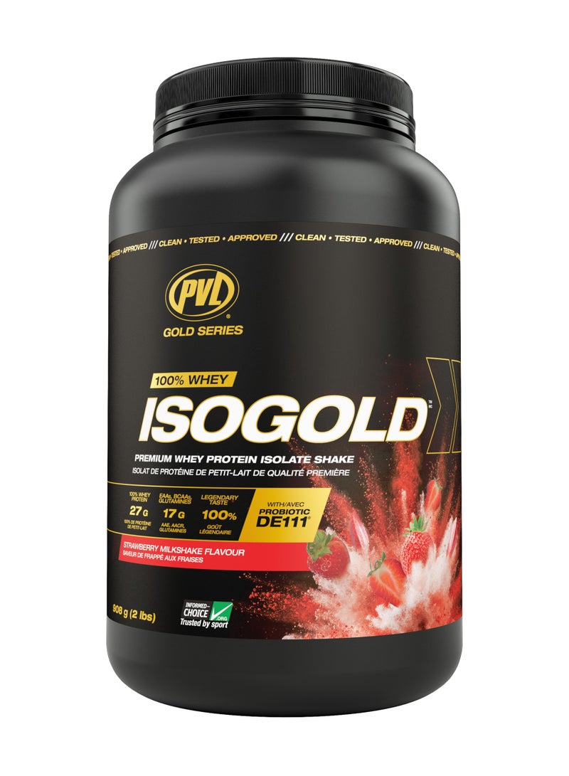 PVL Gold Series 100% WHEY ISOGOLD 908g (2lbs) - Strawberry Milkshake