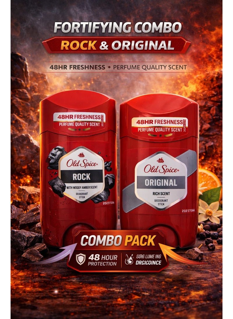 Rock & Original Deodorant Stick 48H Freshness 2x50 ml