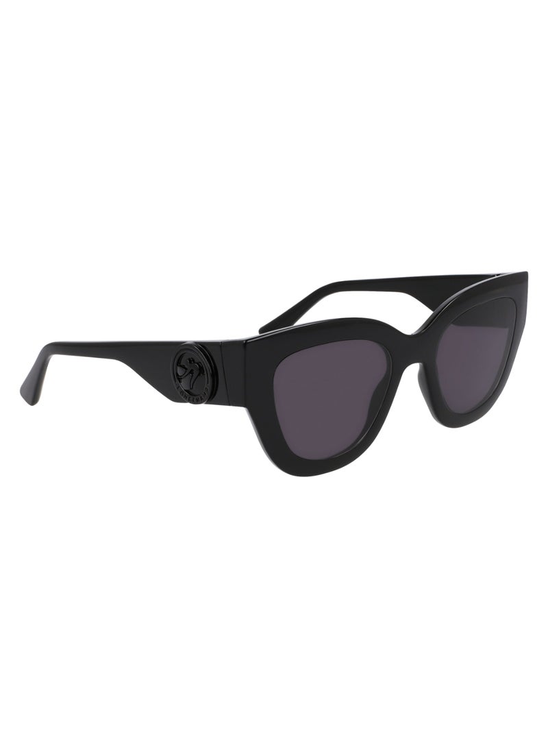 Longchamp نظارة شمسية نسائية على شكل عين القطة مع حماية من الأشعة فوق البنفسجية LO744S-001-5221 - مقاس العدسة: 52 - أسود  - Image 3
