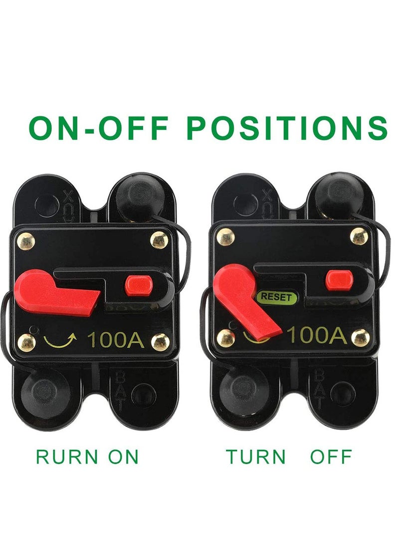 1pcs Circuit Breaker 100amp-12-24v Dc with Manual Reset Waterproof Fuse Holder for Marine Rv Car Audio and Home Solar System Amps Protection - Image 4