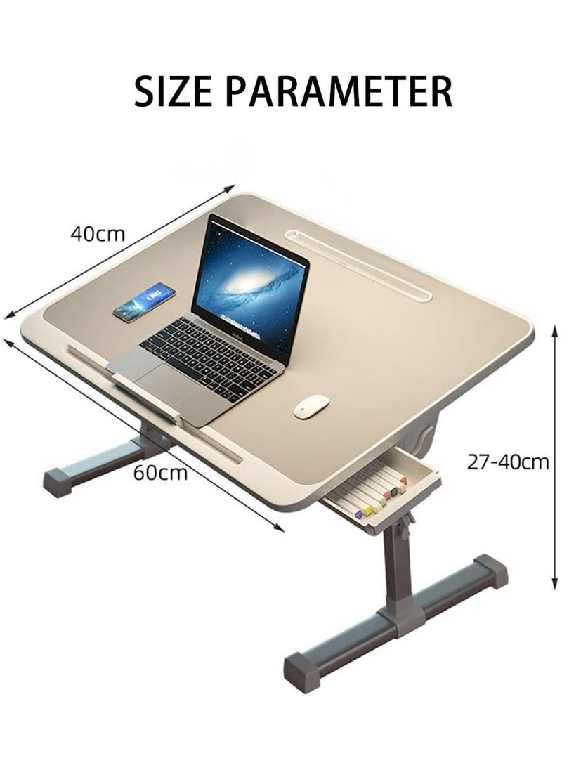 CityRiya-Long - Laptop Desk for Bed Bedside Computer Table Adjustable Laptop Table Desk End Side Table for Sofa/Bed Laptop Computer Stand Desks Laptop Bed Tray Table Lap Desk (Grey) - Image 1