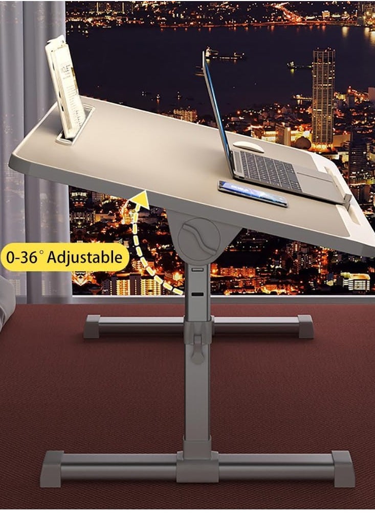 CityRiya-Long - Laptop Desk for Bed Bedside Computer Table Adjustable Laptop Table Desk End Side Table for Sofa/Bed Laptop Computer Stand Desks Laptop Bed Tray Table Lap Desk (Grey) - Image 1